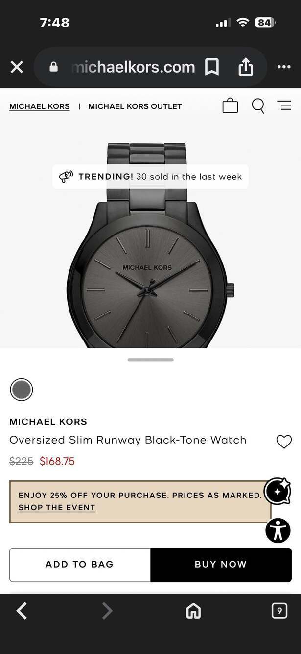 I Michael Kors MK8507 Oversized Slim Runway Black-Tone Stainless Steel Watch - Picture 4 of 5